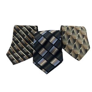 ROBERTO VILLINI Contour Men's 100% Silk Necktie Designer Geometric Striped Lot o